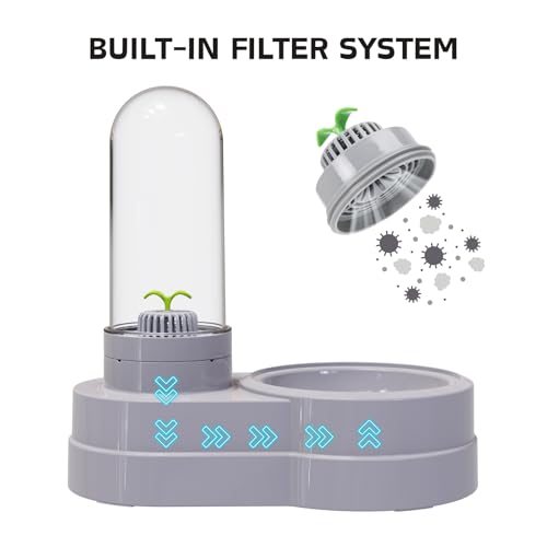 Distributeur d'eau automatique gravitaire avec filtre pour petit chien chat lapin, 580 ml (gris)