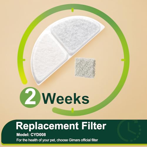 Gimars Filtres De Rechange Pour Fontaine À Eau Pour Chat Sans Fil - Lot De 8 Filtres Et 8 Éponges Compatible Avec Modèle