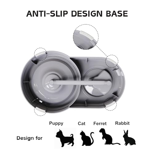 Distributeur d'eau automatique gravitaire avec filtre pour petit chien chat lapin, 580 ml (gris)