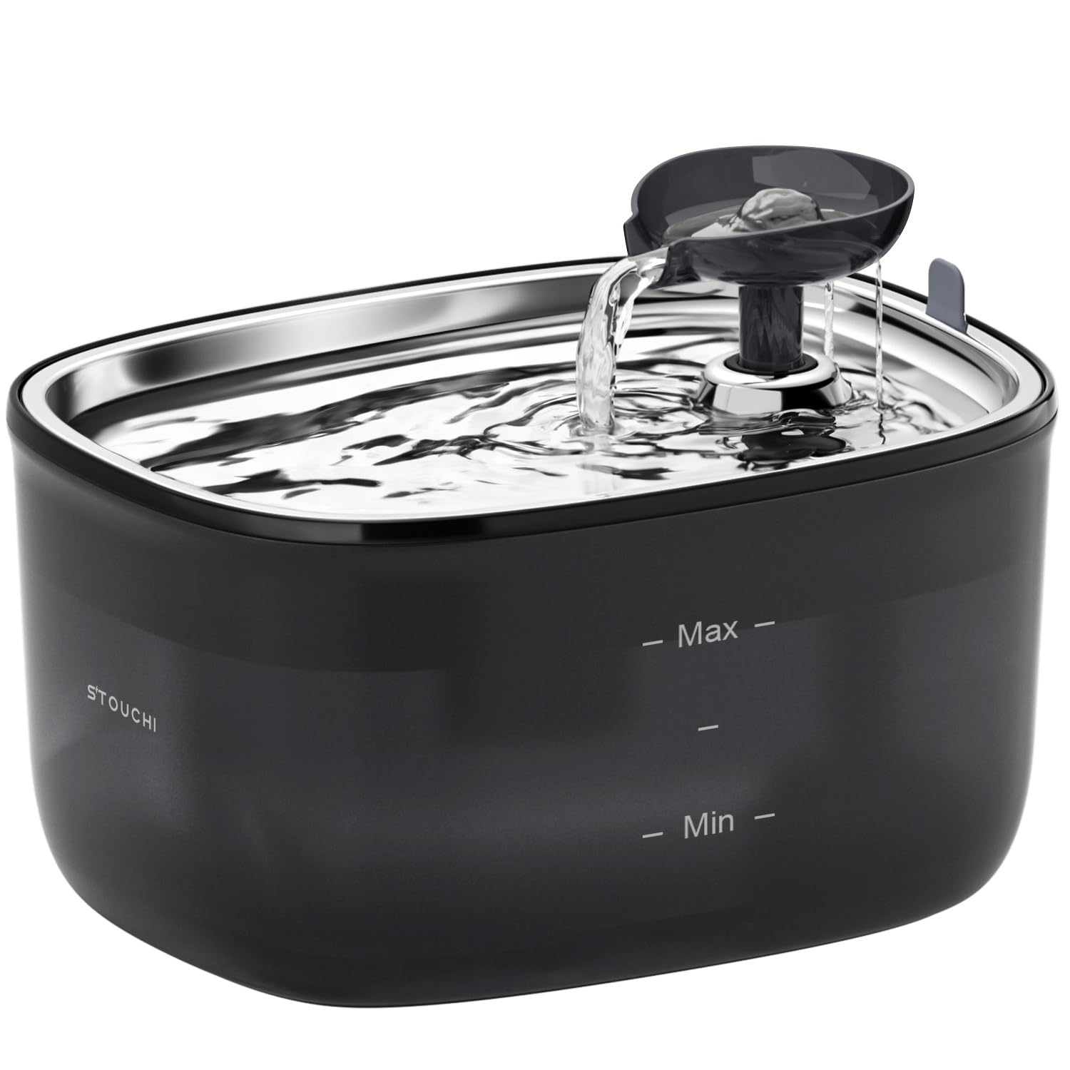 Fontaine à eau pour chat en inoxydable | Silencieuse | |5L | Filtres inclus | Facile à nettoyer | Noir