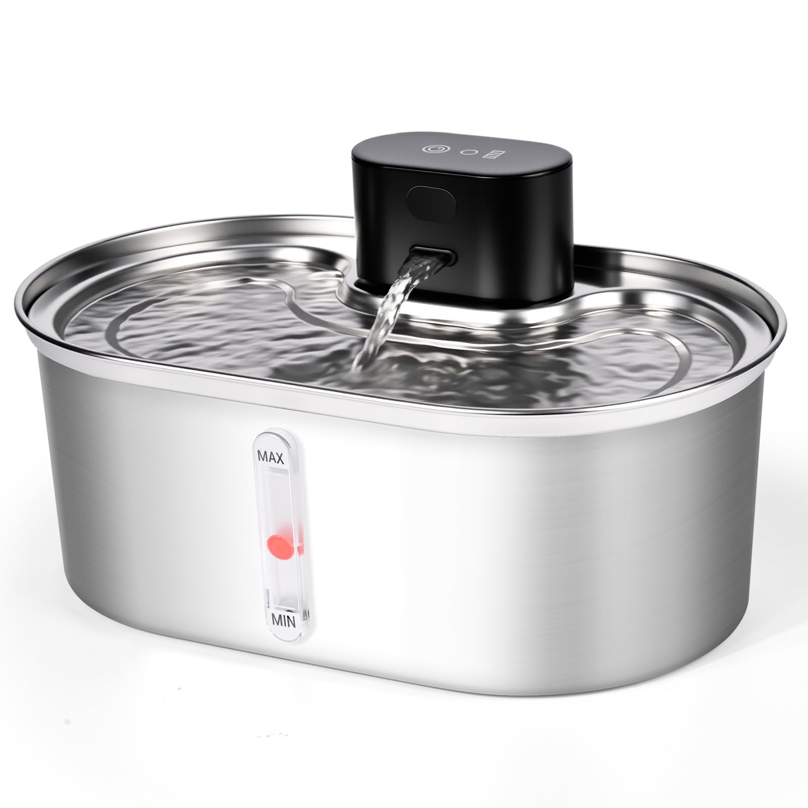 Dreamhigh® Fontaine à Eau pour Chat 3,5L Sans Fil, 5000 mAh avec Capteur de Mouvement 2 Modes, Acier Inoxydable pour Cha