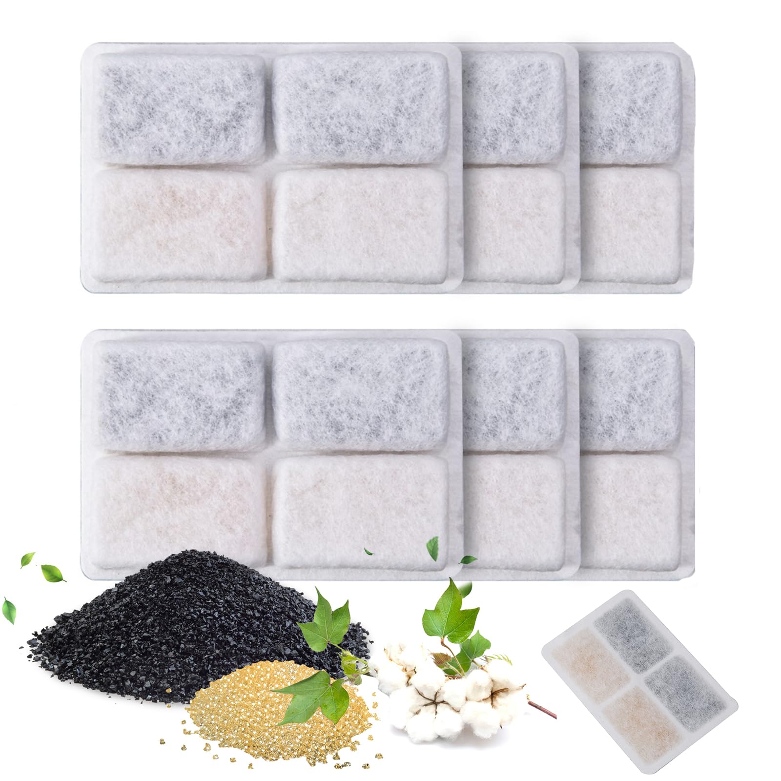 Filtre Fontaine eau Hengu 6 Pièces Carré Charbon, Représentant pour Chats Chiens