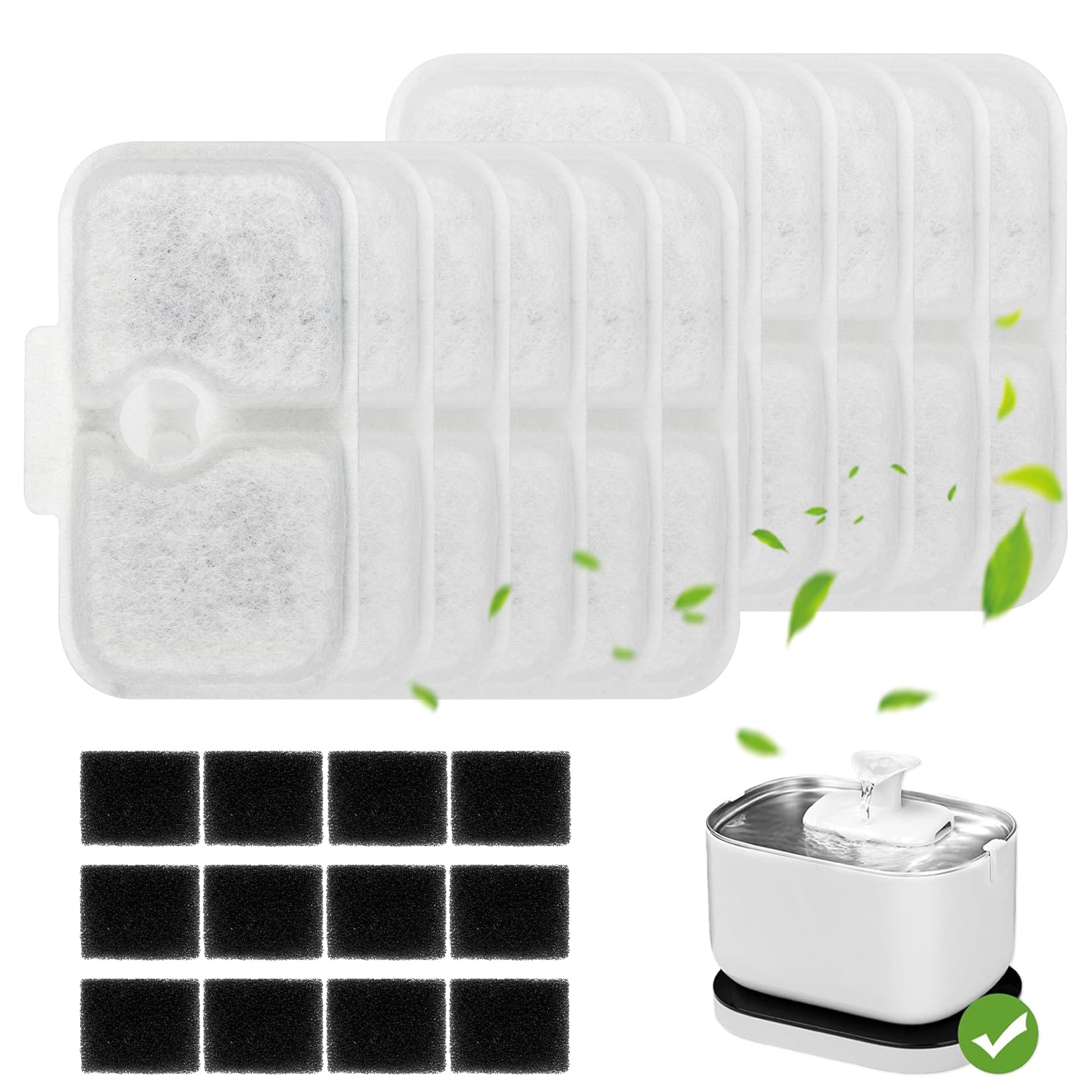Filters Petlibro PLWF105/PLWF115/PLWF005 + 12pcs Filter Sponge Cat Water Fountain Filter Cat Drink Fountain Pet Supplies