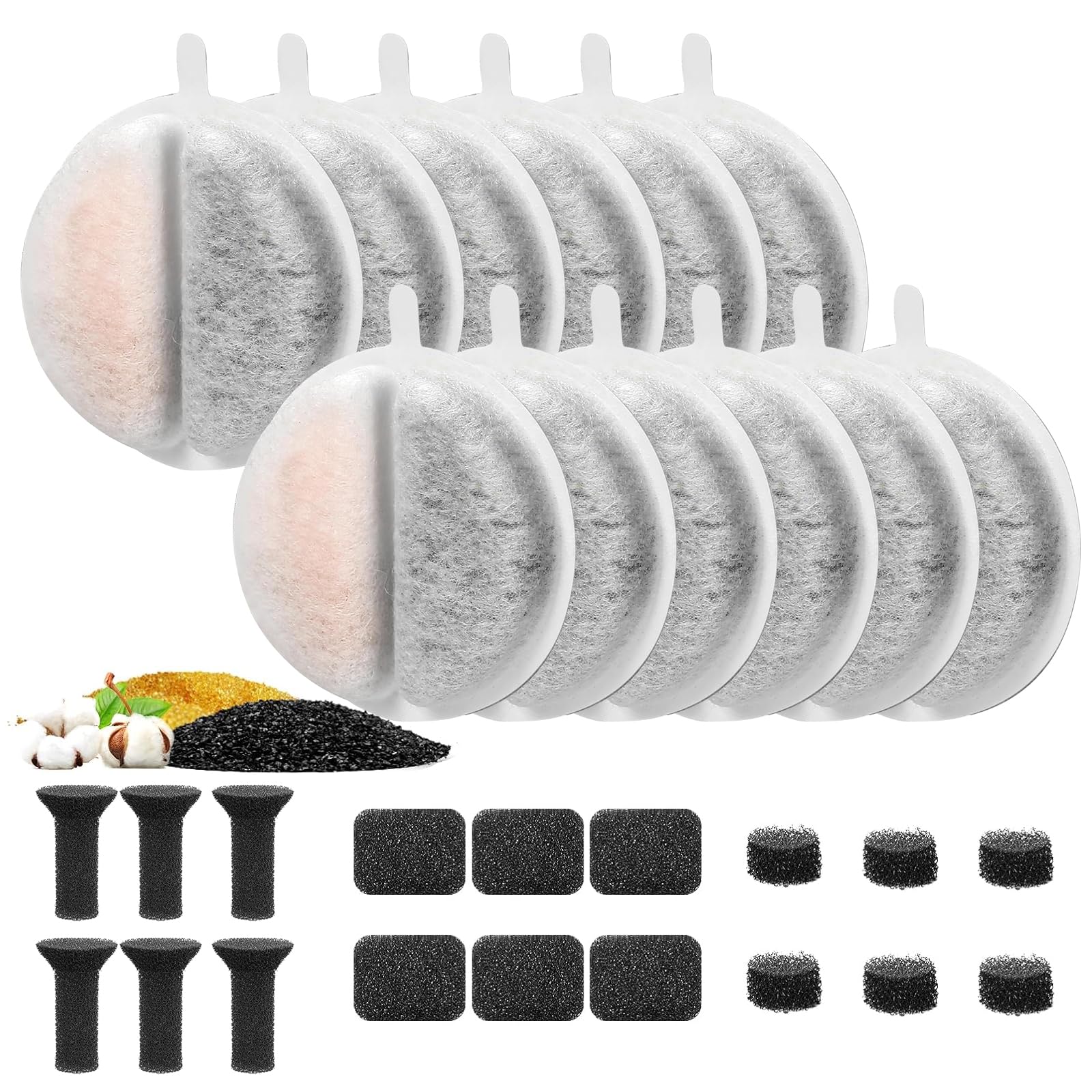 Filtres ATSGJLZN pour fontaine à eau de 2,5 L + Tri-filtration + Charbon actif + Éponge + Multifonctionnels + Eau fraich