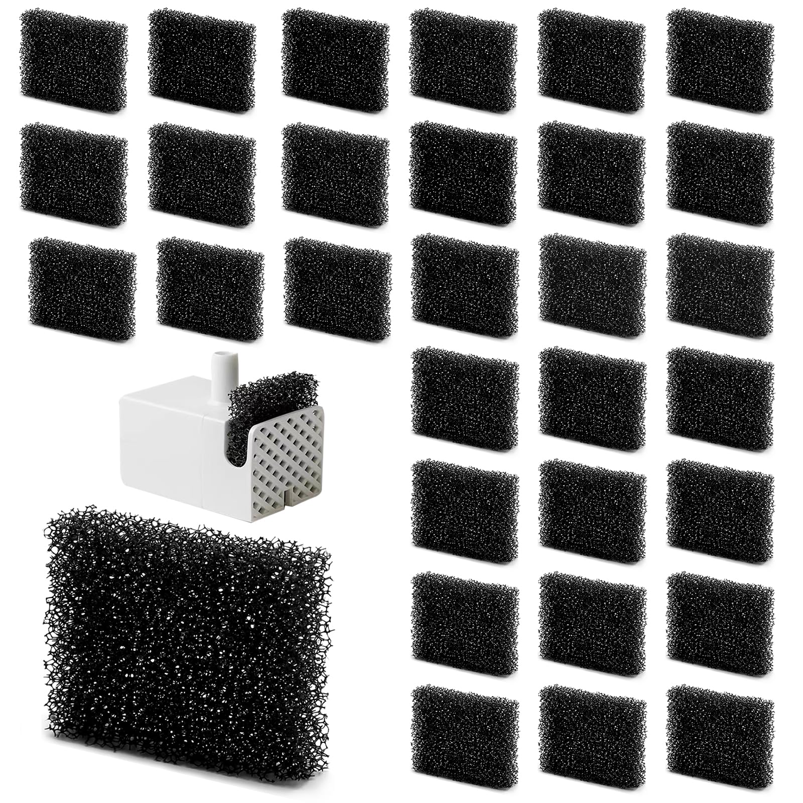 Filtres de rechange pour fontaine à eau chats chiens 30 pièces 35x25x9mm noir